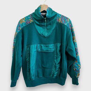 Vintage Teal and Multicolor Women's Sweater